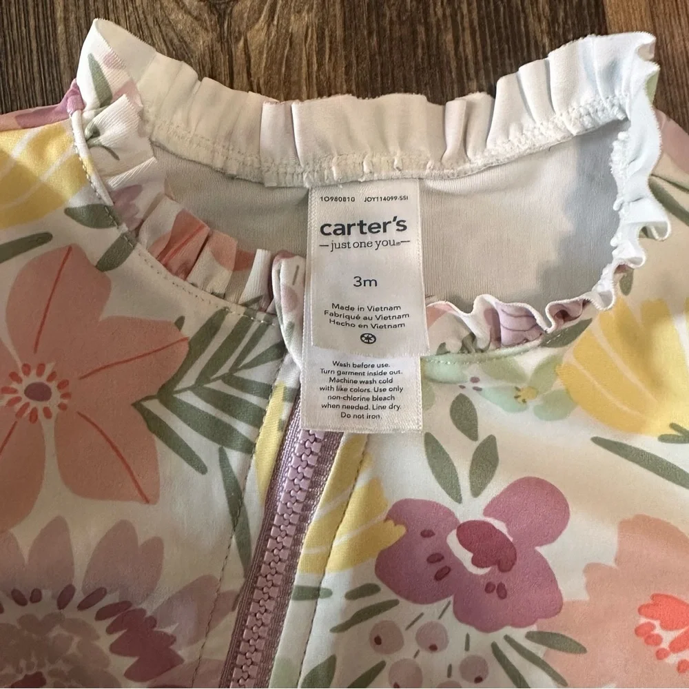 Carters one piece floral baby girl rash guard swim suit long sleeve 3 mo flowers